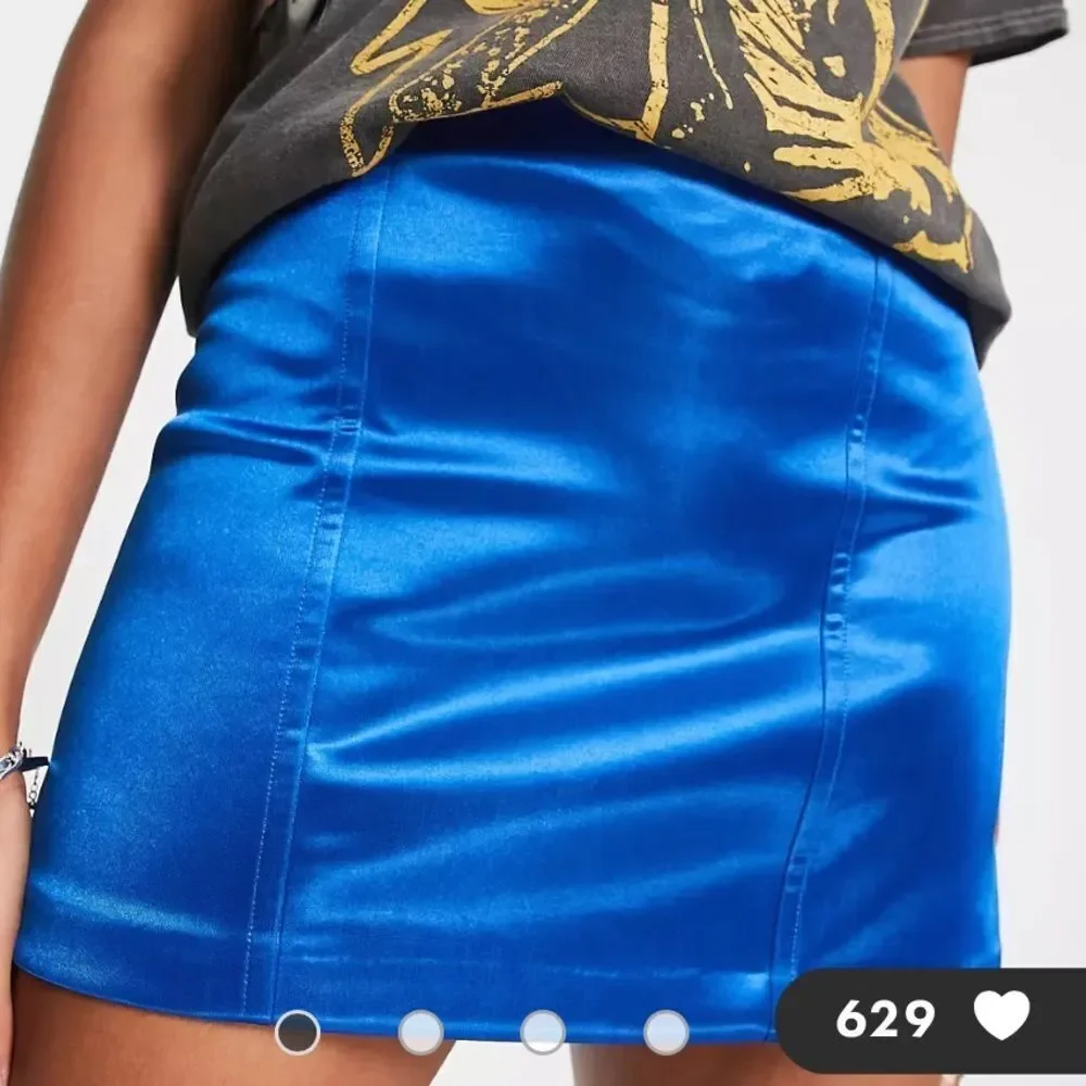 Topshop Tall double seam satin mini skirt in cobalt 4‎ NWT in packaging